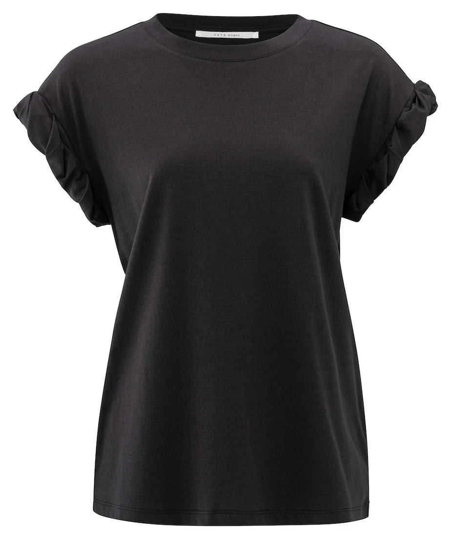 YAYA - T-Shirt with Roll-up in Washed Black