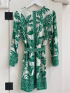 Velvet - Emella - Palm Print Long Sleeve Dress in Green