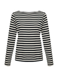 Sanctuary - Longsleeve Boatneck Tee in Light Oat/Black Stripe