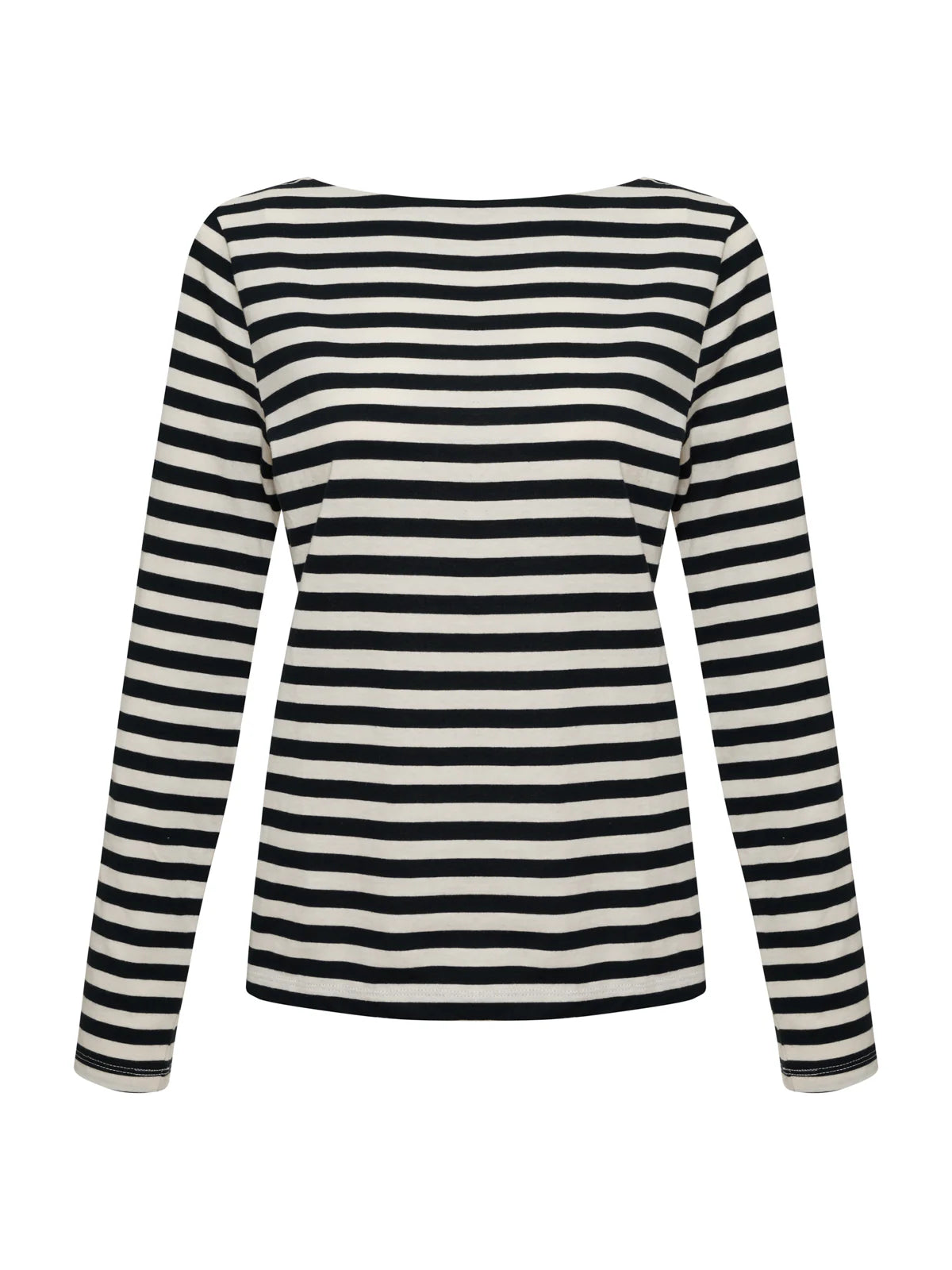 Sanctuary - Longsleeve Boatneck Tee in Light Oat/Black Stripe