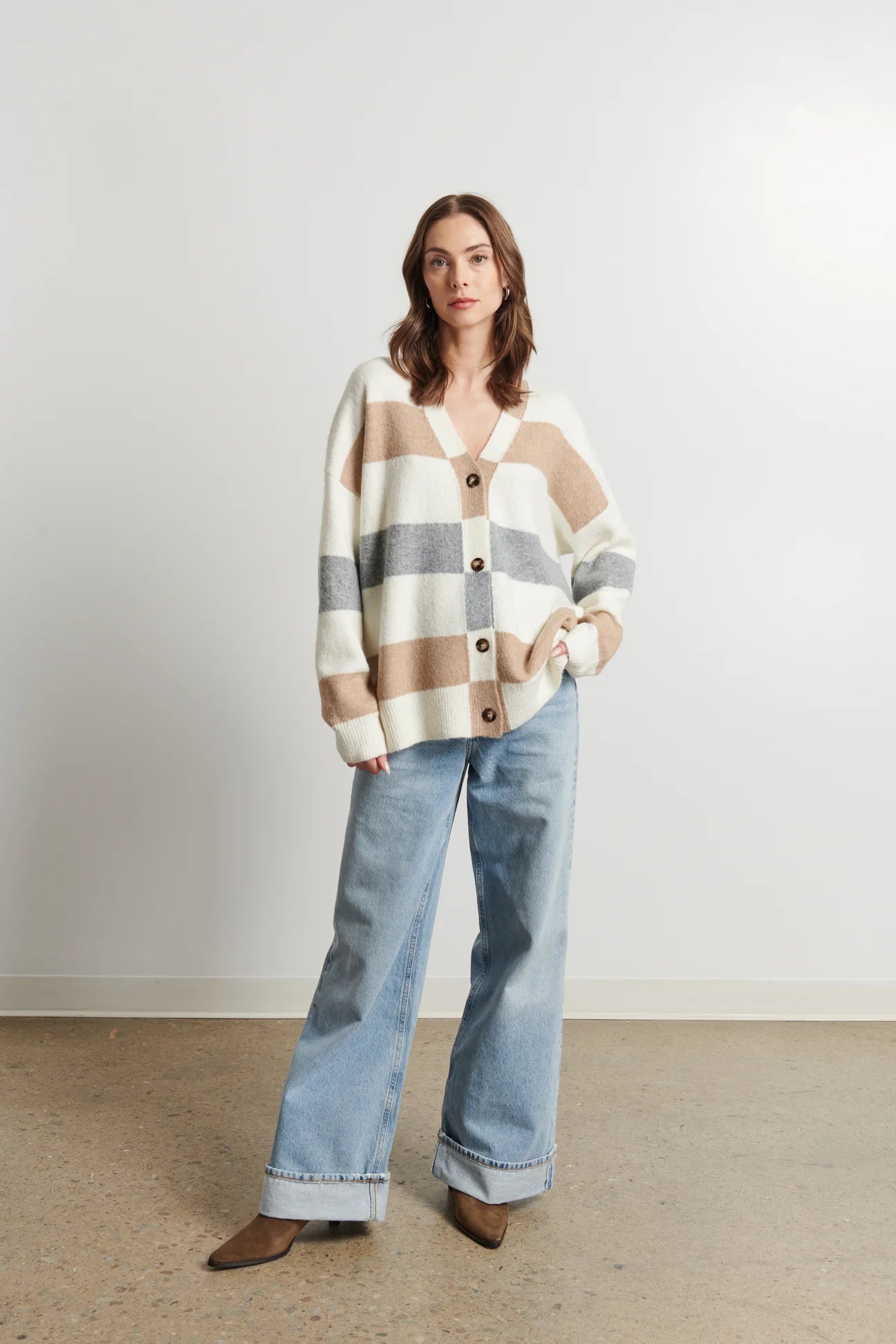 LINE Knitwear - Billie Cardigan in Barn Owl