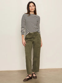 Sanctuary - Longsleeve Boatneck Tee in Light Oat/Black Stripe