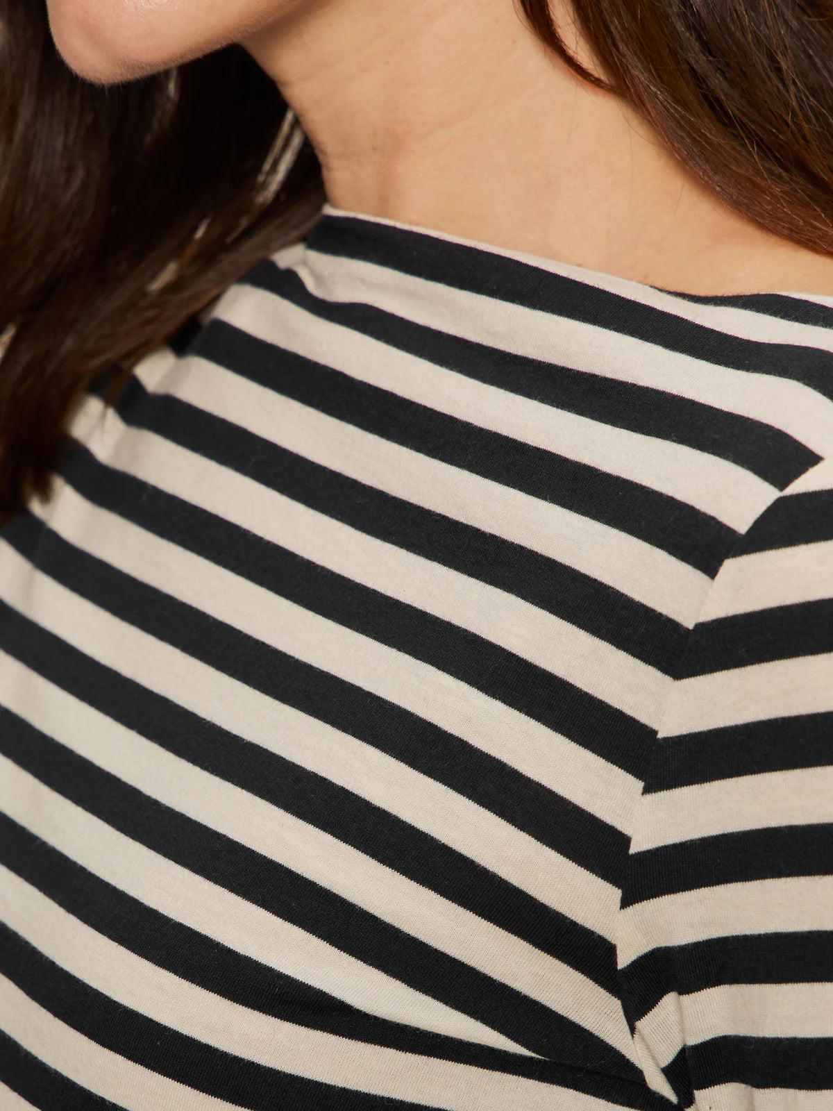 Sanctuary - Longsleeve Boatneck Tee in Light Oat/Black Stripe