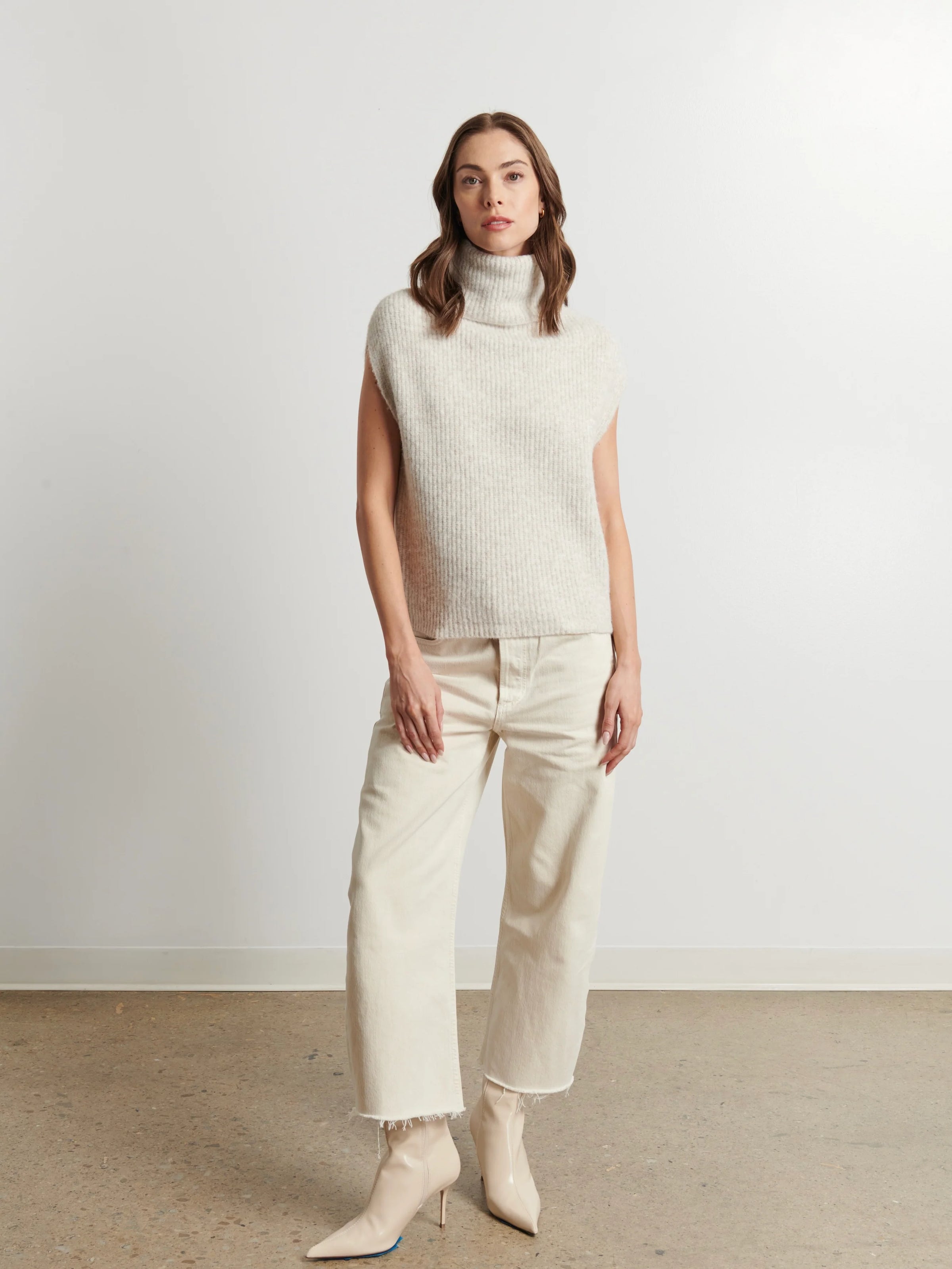 LINE Knitwear - Lenore Sleeveless Sweater in Birch