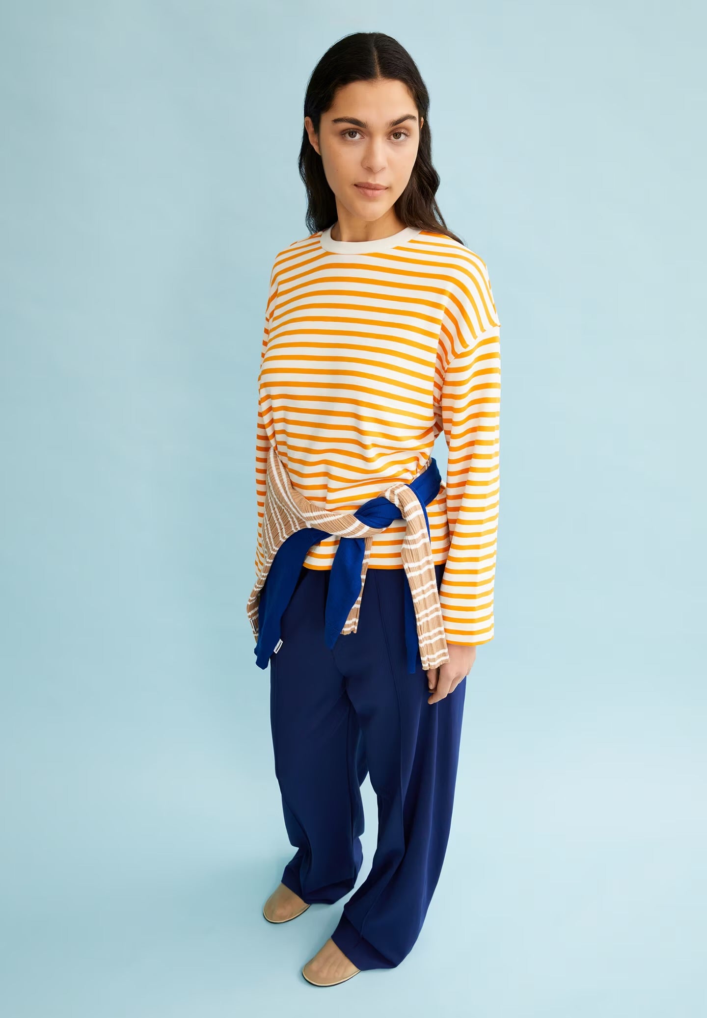 ArmedAngels - Frankaa Maarlen Stripe Sweatshirt in Undyed-Tangerine