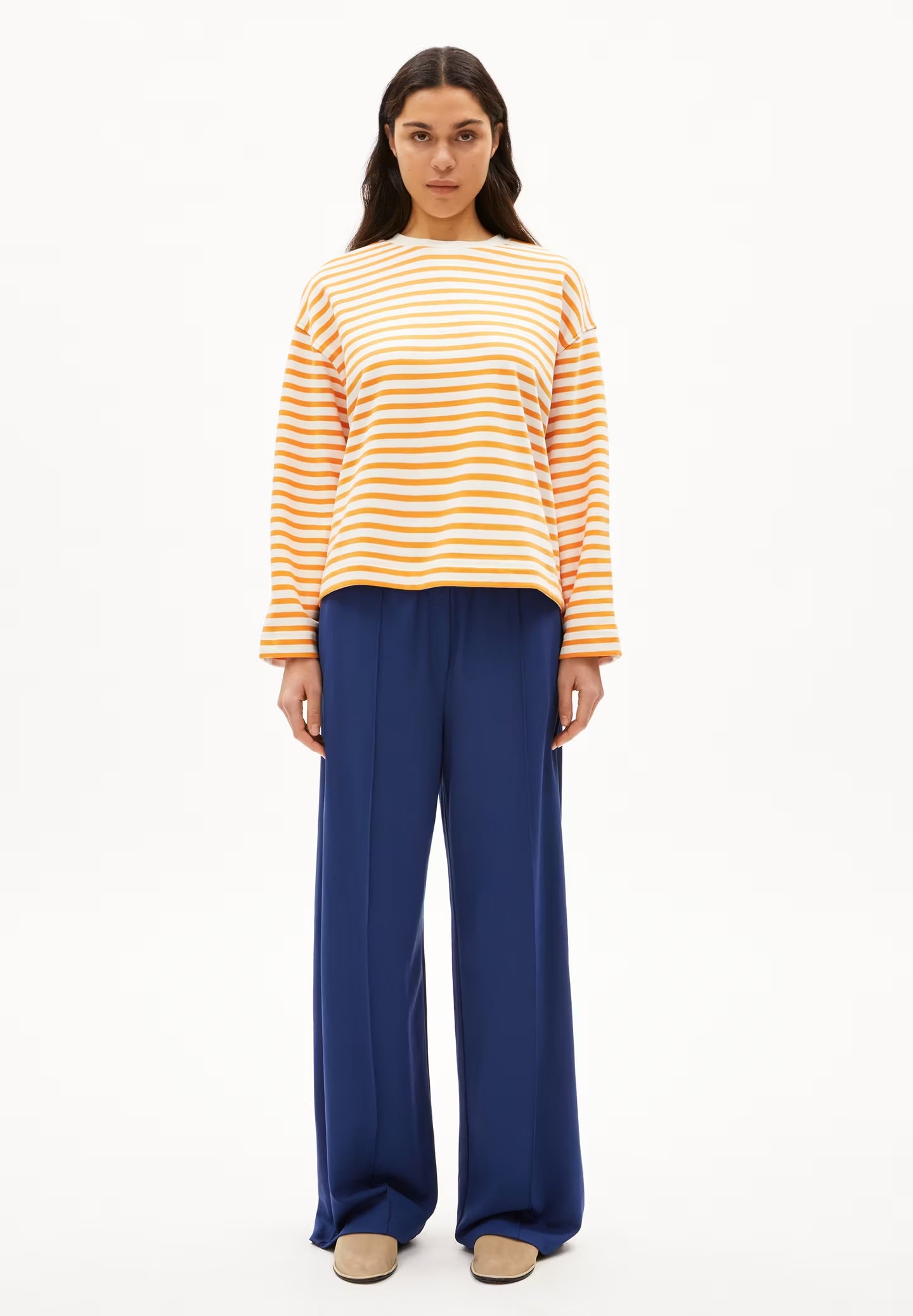 ArmedAngels - Frankaa Maarlen Stripe Sweatshirt in Undyed-Tangerine