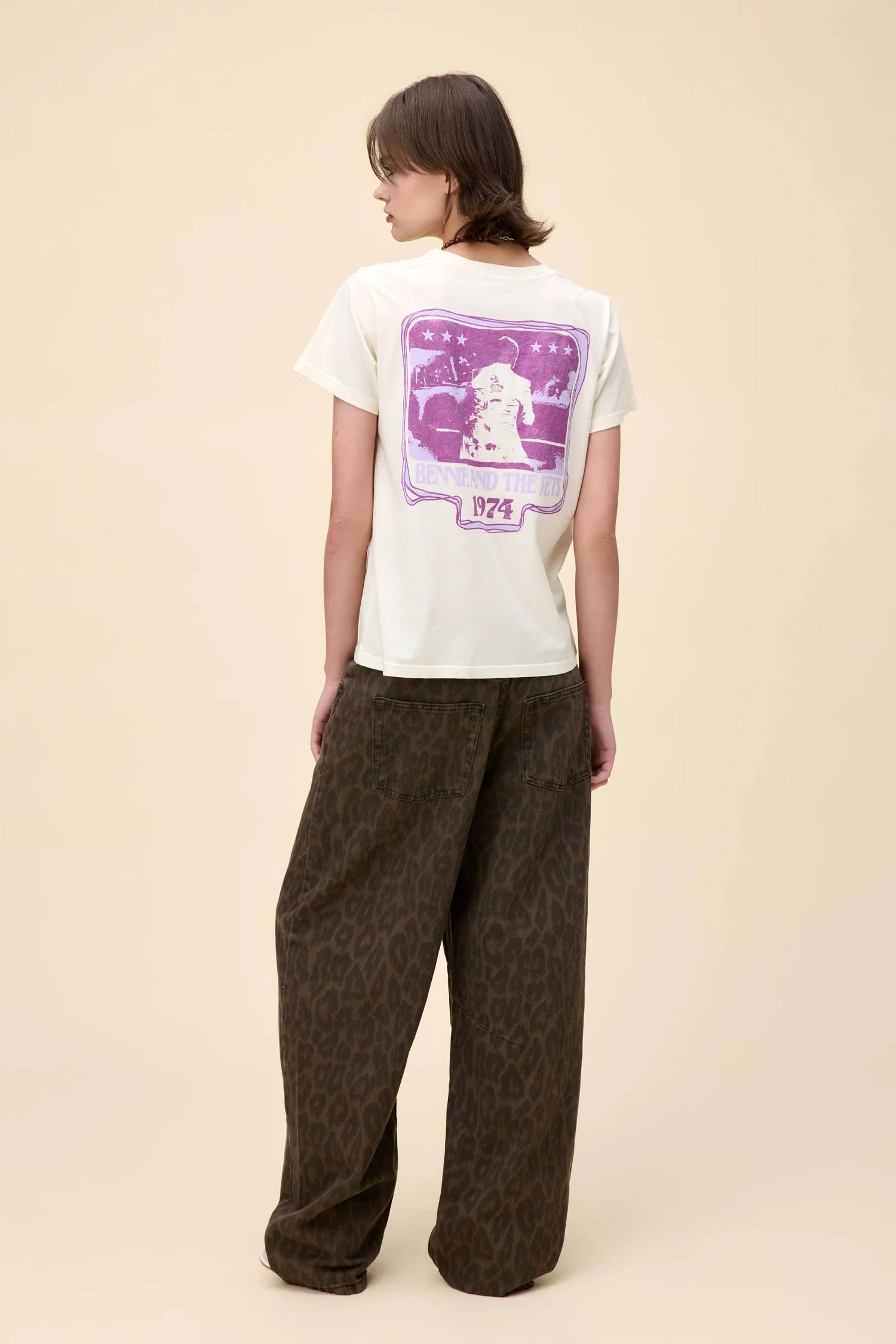 DAYDREAMER - Elton John Beenie & The Jets Tee in Stone Vintage