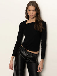 Sanctuary - Longsleeve Shoulder Twist Top in Black