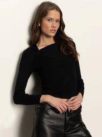 Sanctuary - Longsleeve Shoulder Twist Top in Black