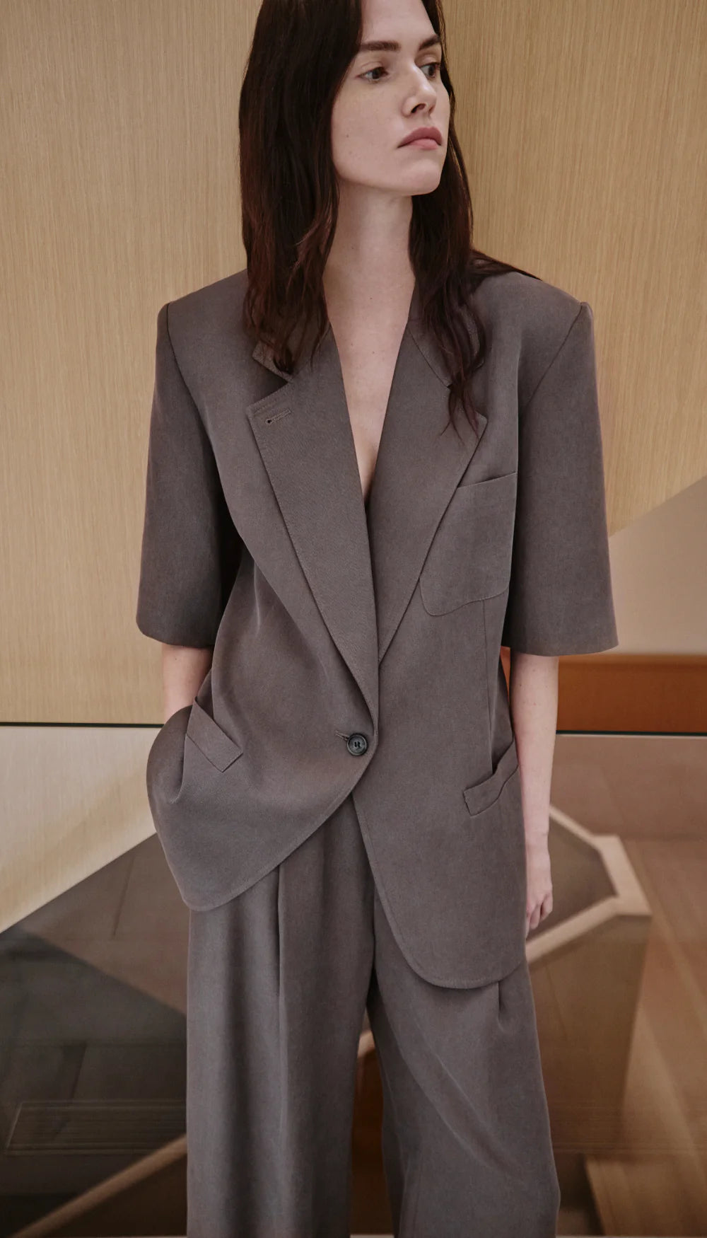 Smythe - Short Sleeve Oversized Blazer in Mink