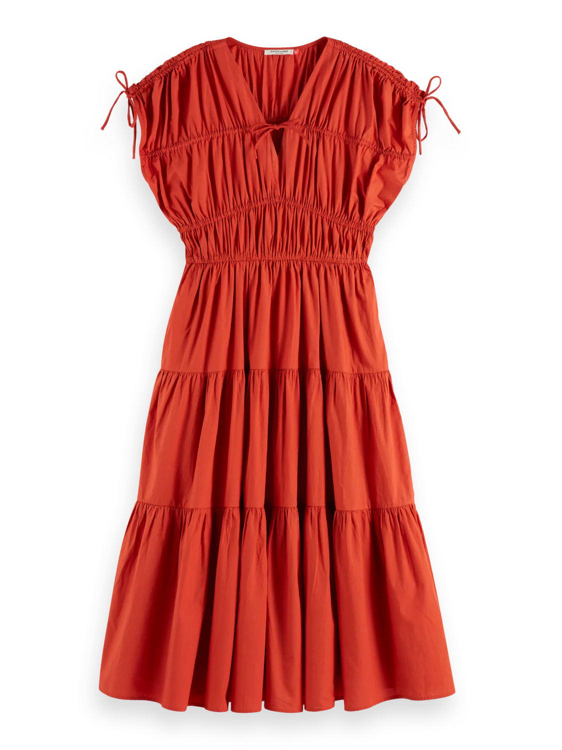 Scotch & Soda - Gathered Midi Dress in Ketchup