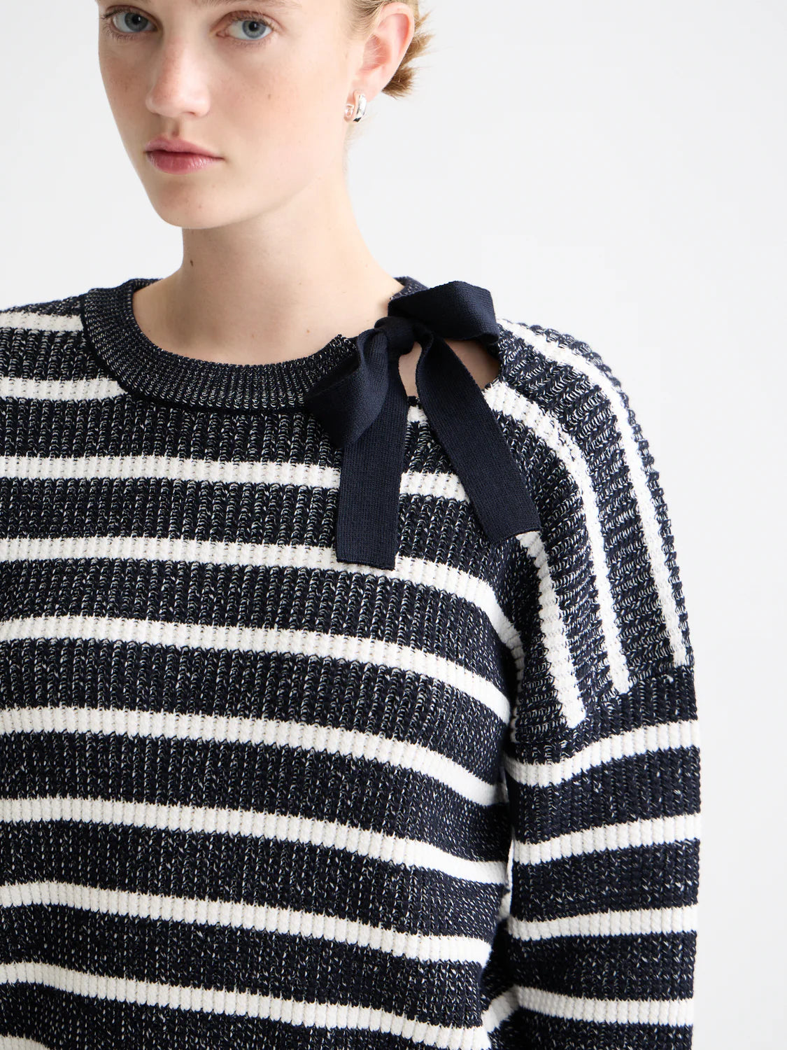 Scotch & Soda - Stripe Tie Neck Pullover in Sky Captain Stripe