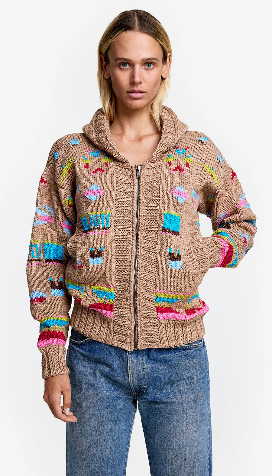 Smythe - Handknit Cottage Cardi in Burlap Multi