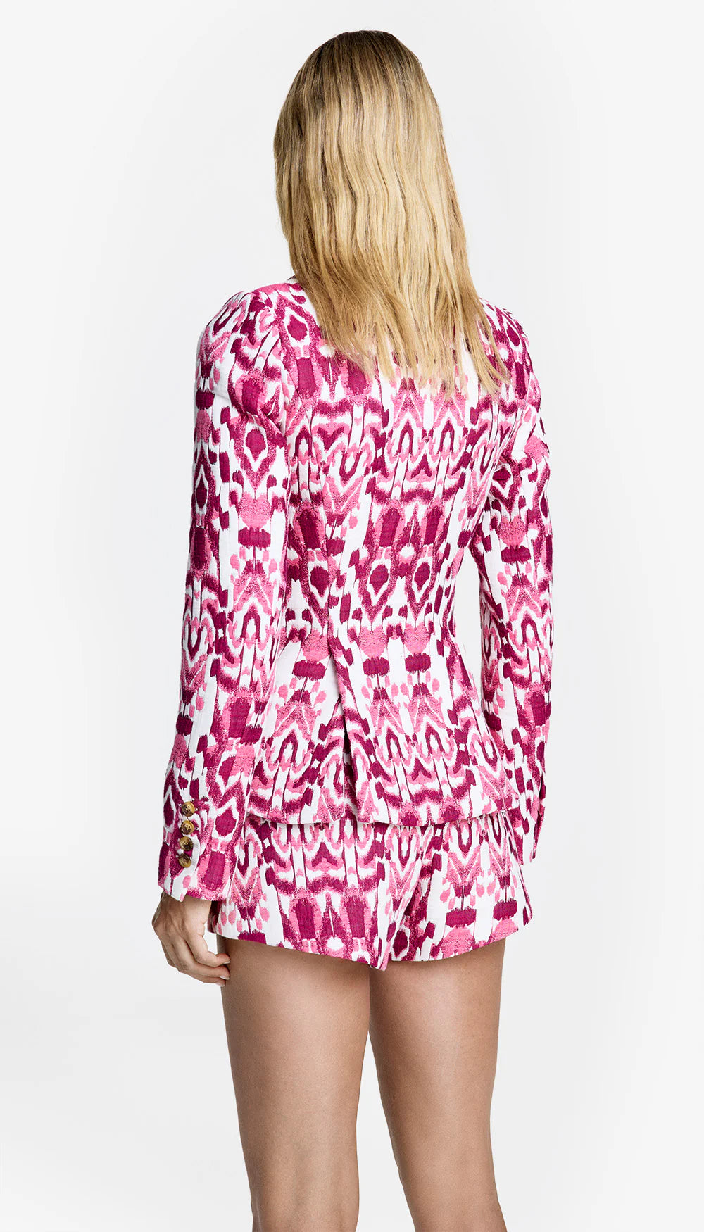 Smythe - One Button Blazer in Raspberry Jacquard