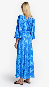 Smythe - Crossover Midi Dress in Bali Blue