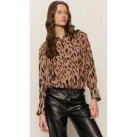 Sanctuary - Rebel Button Front Top in Mocha Leo
