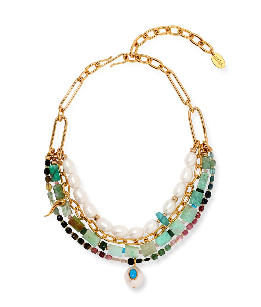 Lizzie Fortunato Vizcaya Necklace in Mint Bernstein Gold