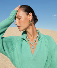 Lizzie Fortunato - Tile Earrings in Aqua