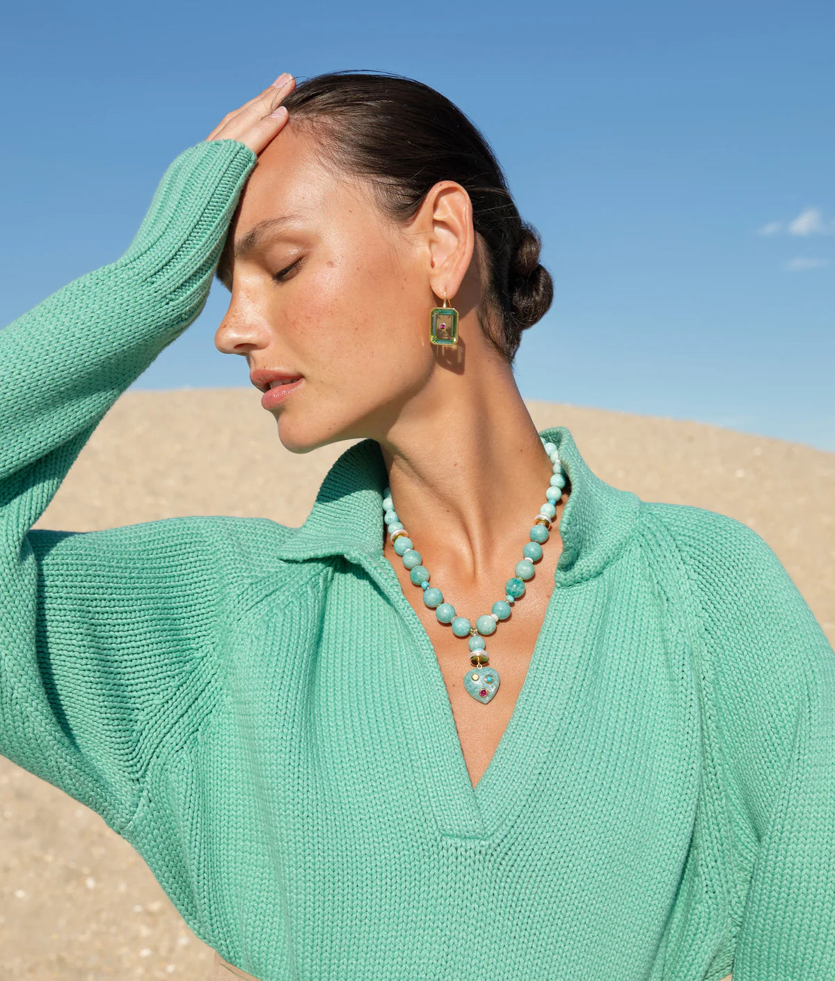 Lizzie Fortunato - Tile Earrings in Aqua