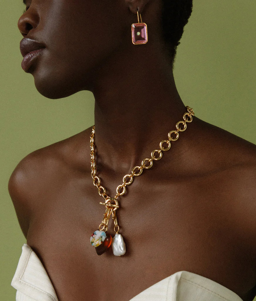 Lizzie Fortunato - Tile Earrings in Pale Pink
