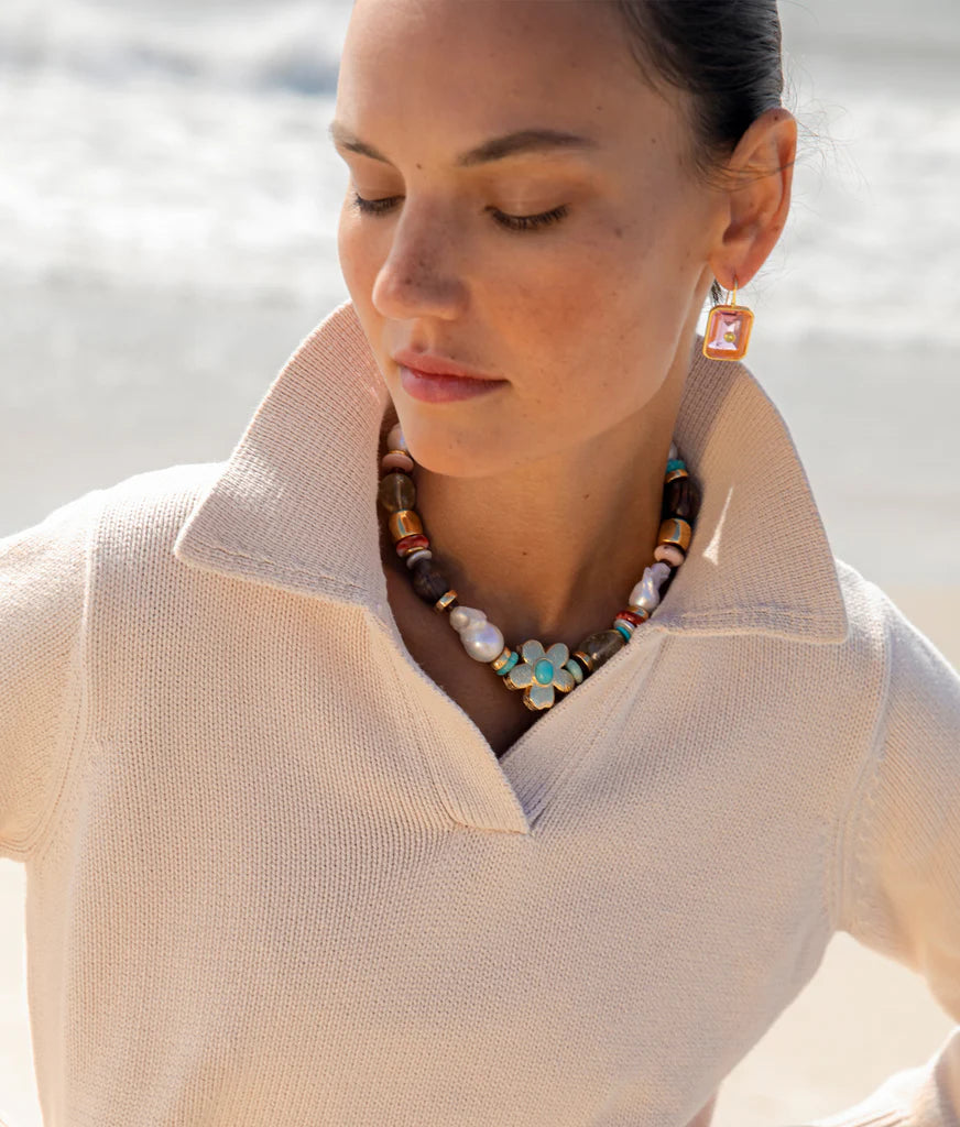 Lizzie Fortunato - Tile Earrings in Pale Pink