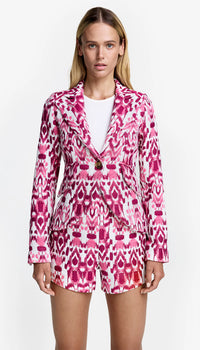 Smythe - One Button Blazer in Raspberry Jacquard