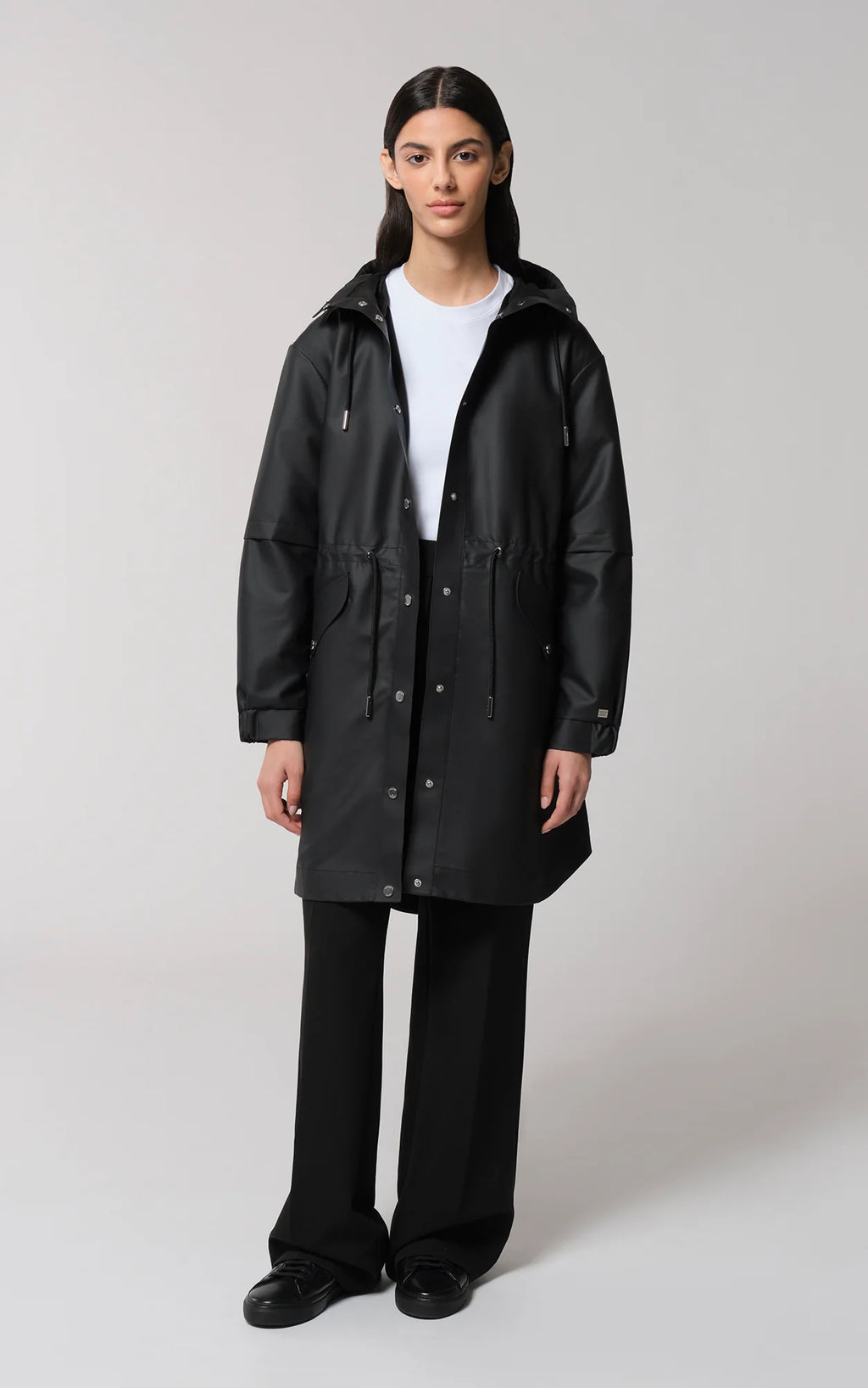 Soia Kyo Sofia Cape fit Raincoat with Hood in Black Bernstein Gold