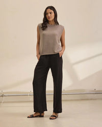 Velvet - Stephanie - Cleo Wade Woven Linen Pant in Black