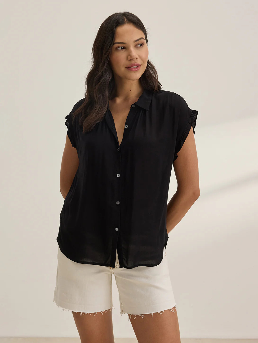 Velvet - Akira - Rayon Challis Top in Black