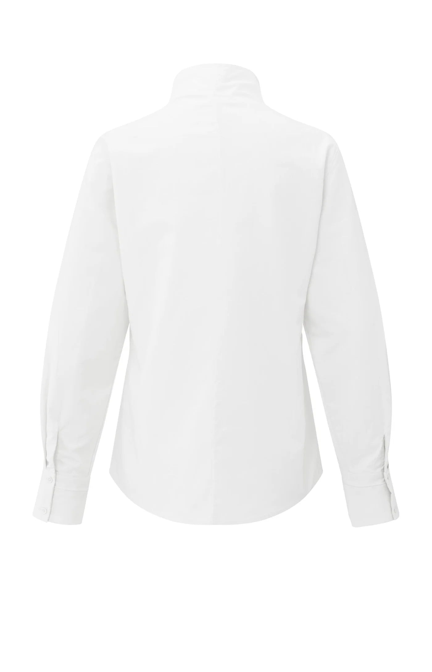 YAYA - Blouse with High V-neck Collar in Pure White