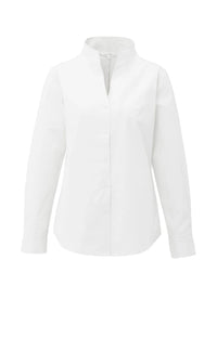 YAYA - Blouse with High V-neck Collar in Pure White