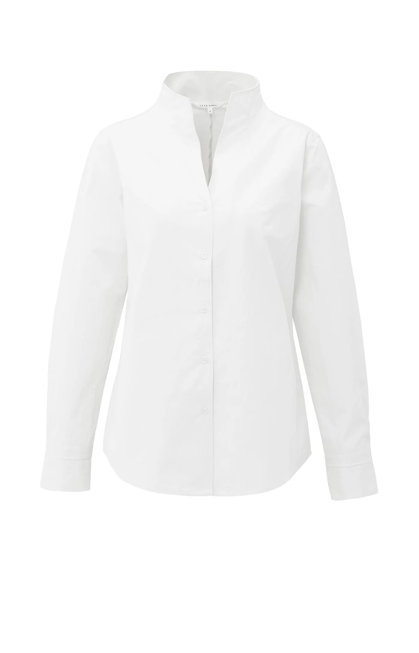 YAYA - Blouse with High V-neck Collar in Pure White