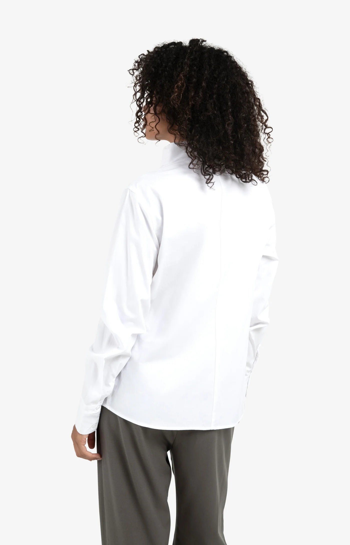 YAYA - Blouse with High V-neck Collar in Pure White