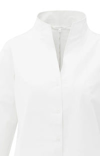 YAYA - Blouse with High V-neck Collar in Pure White