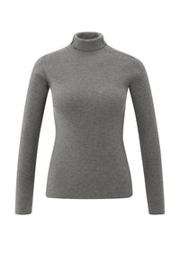 YAYA - Fitted Rib Turtleneck Sweater in Taupe Grey