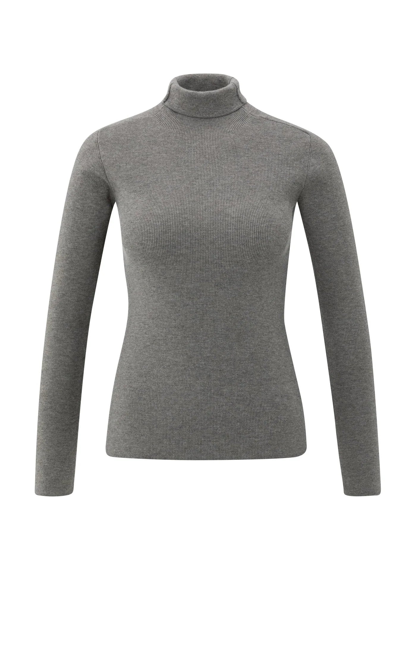 YAYA - Fitted Rib Turtleneck Sweater in Taupe Grey