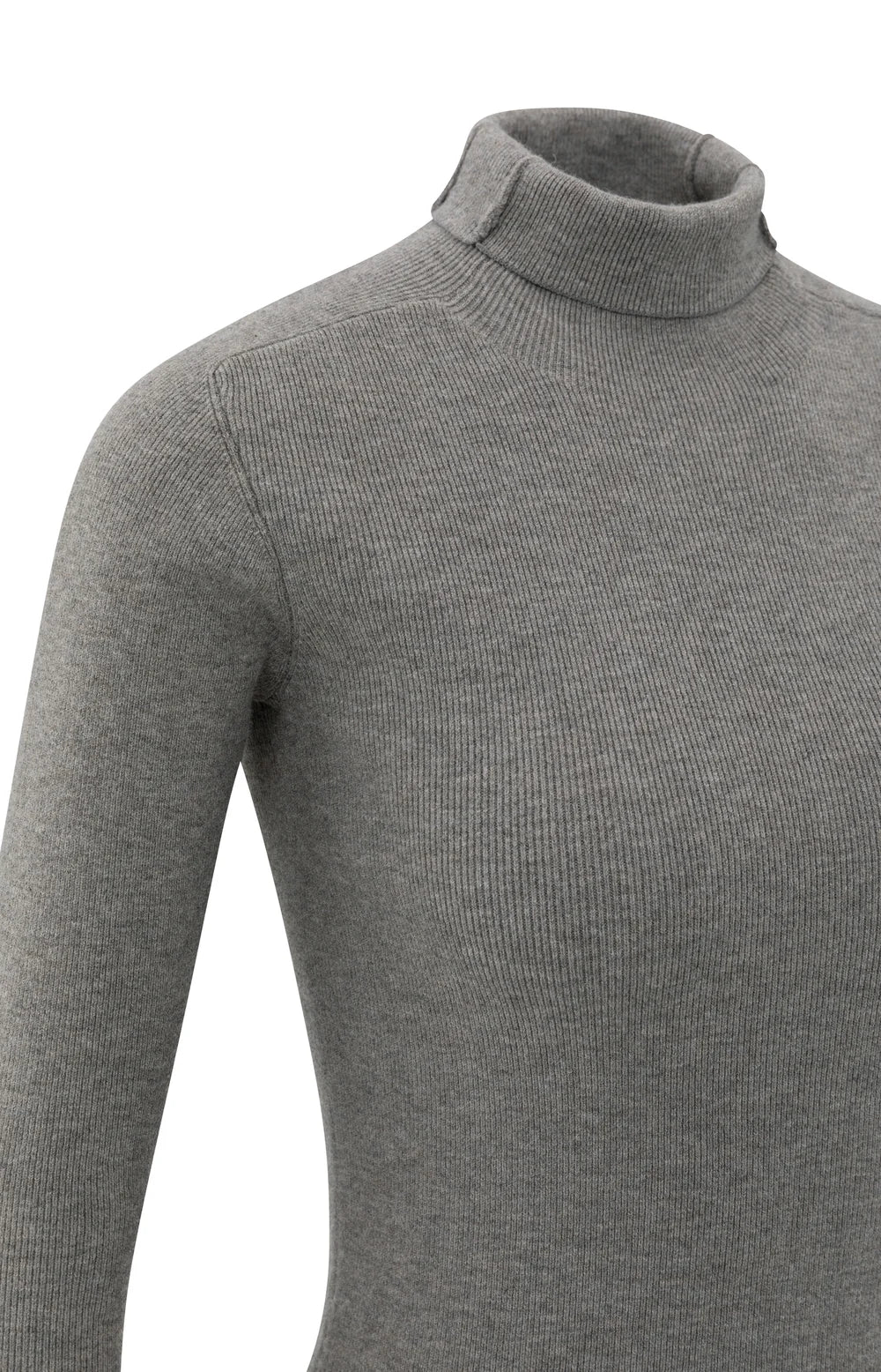 YAYA - Fitted Rib Turtleneck Sweater in Taupe Grey