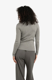 YAYA - Fitted Rib Turtleneck Sweater in Taupe Grey