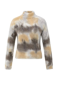 YAYA - High Neck Sweater in Dark Taupe Dessin
