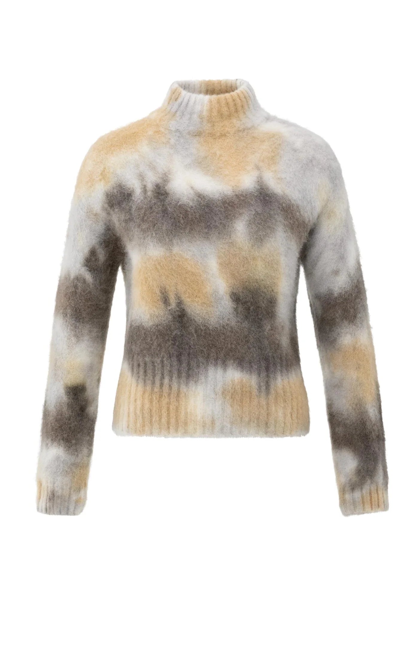YAYA - High Neck Sweater in Dark Taupe Dessin