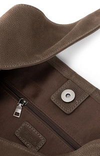 YAYA - Lea Large Leather Bag in Chocolat Brown