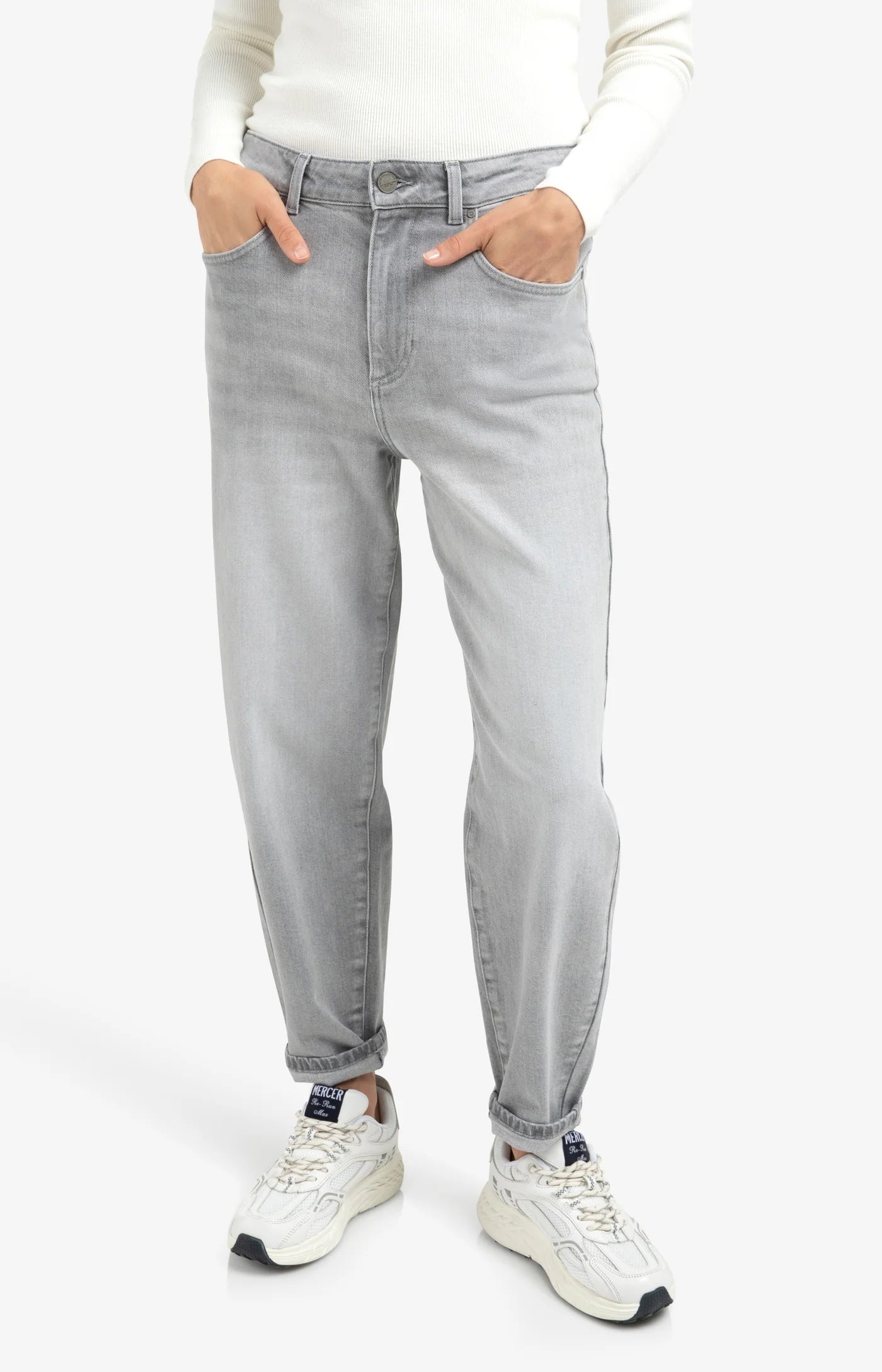 YAYA - Loose fit High Waist Jeans in Light Grey