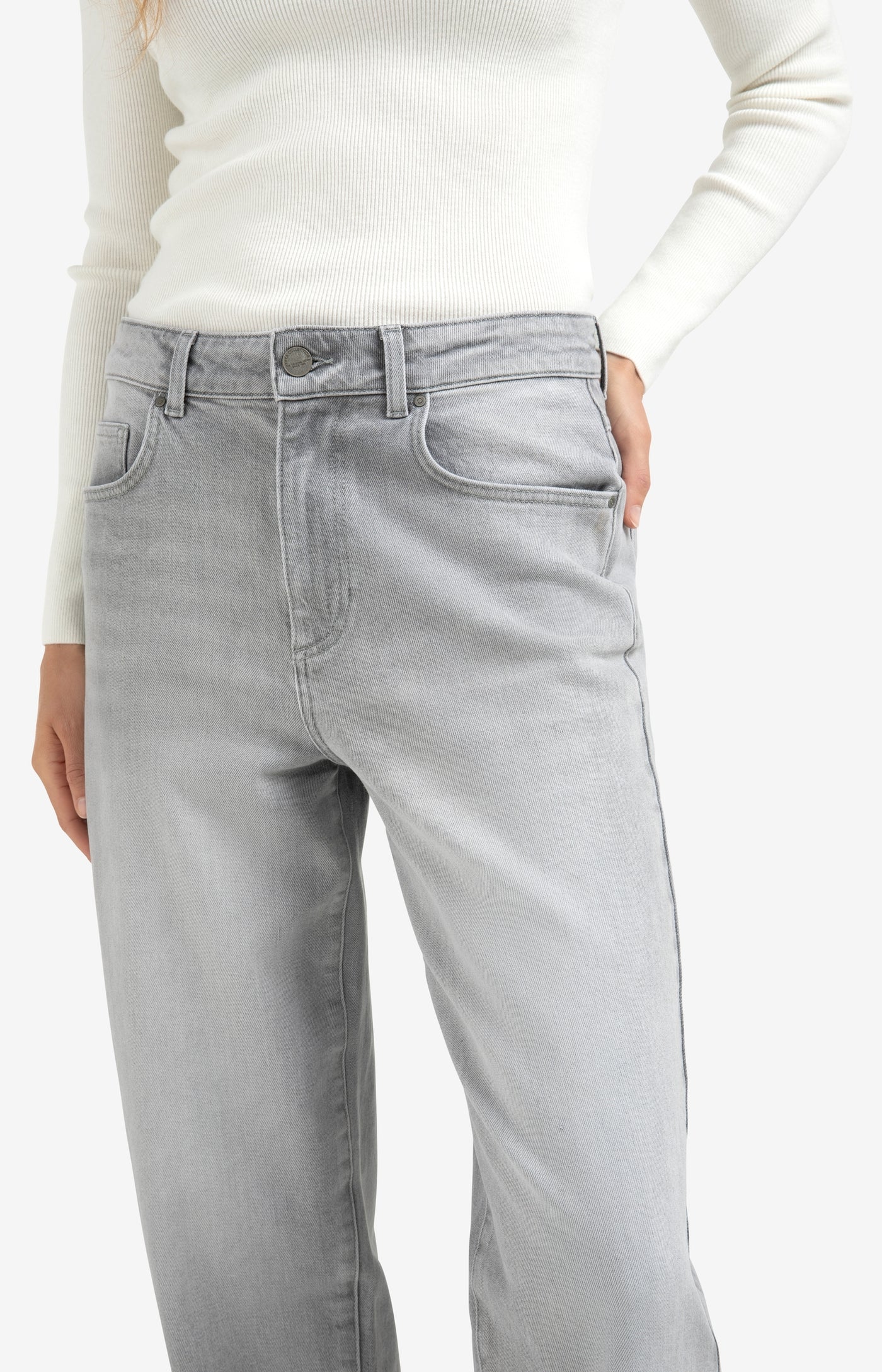 YAYA - Loose fit High Waist Jeans in Light Grey