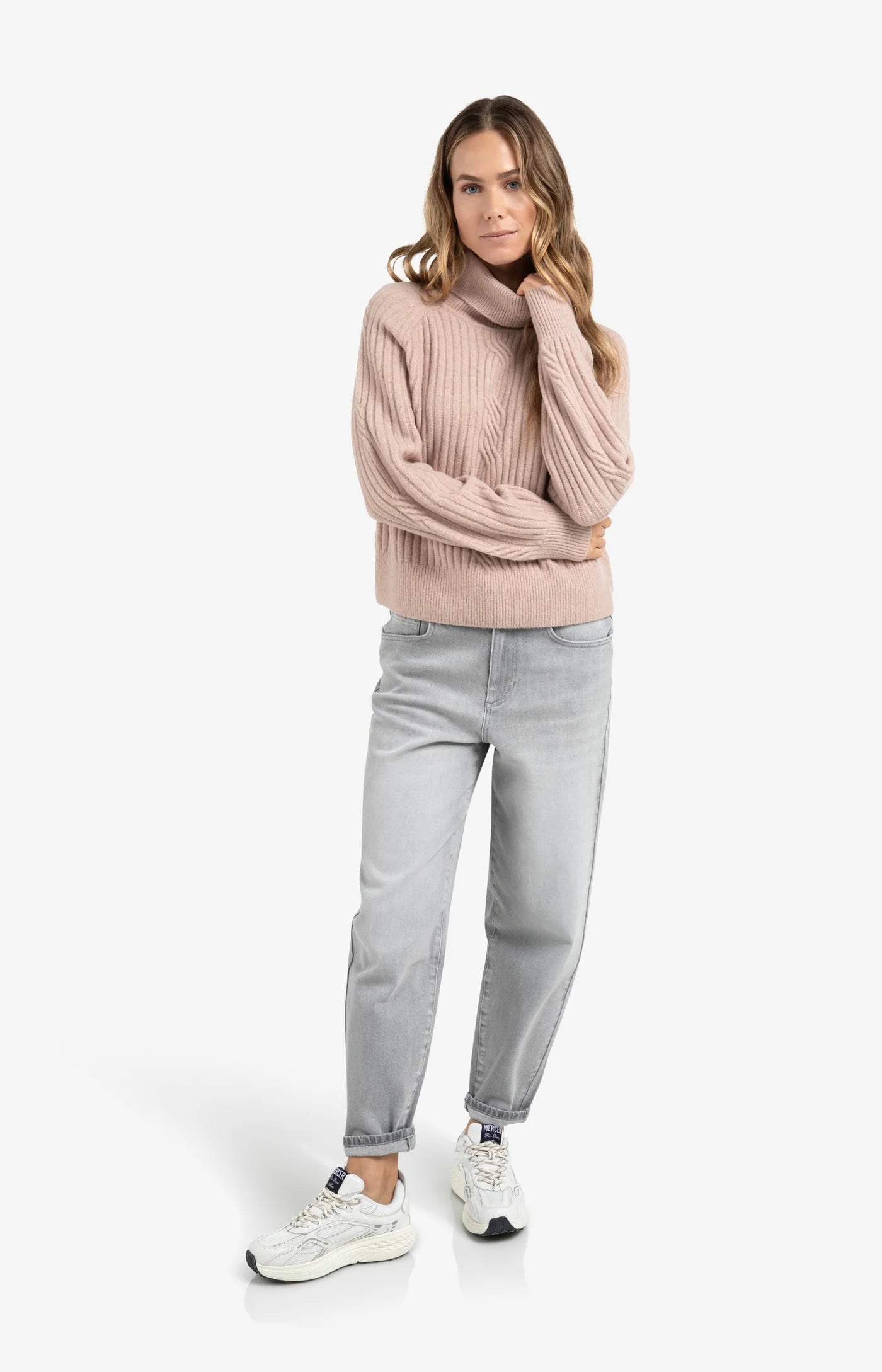 YAYA - Loose fit High Waist Jeans in Light Grey