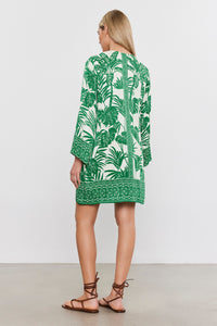 Velvet - Emella - Palm Print Long Sleeve Dress in Green