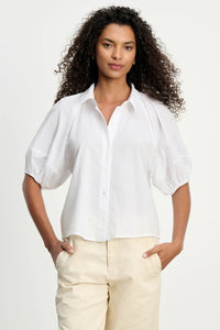Velvet - Autumn Rib Poplin Top in White
