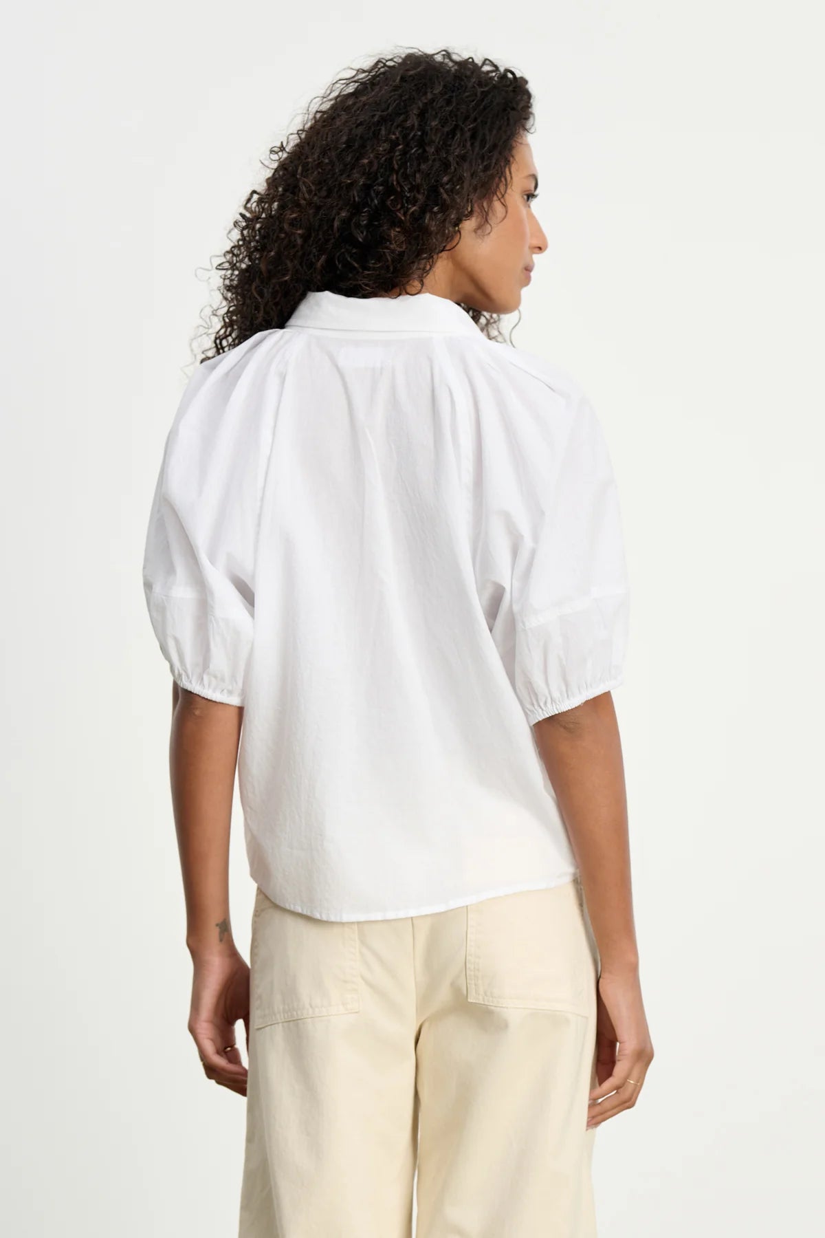 Velvet - Autumn Rib Poplin Top in White