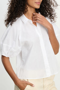 Velvet - Autumn Rib Poplin Top in White