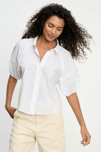 Velvet - Autumn Rib Poplin Top in White