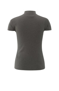 YAYA - Rib Fitted Top in Dark Taupe Grey